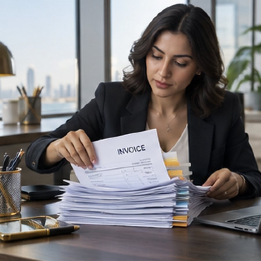 Invoices and accounting records organised for a UAE business