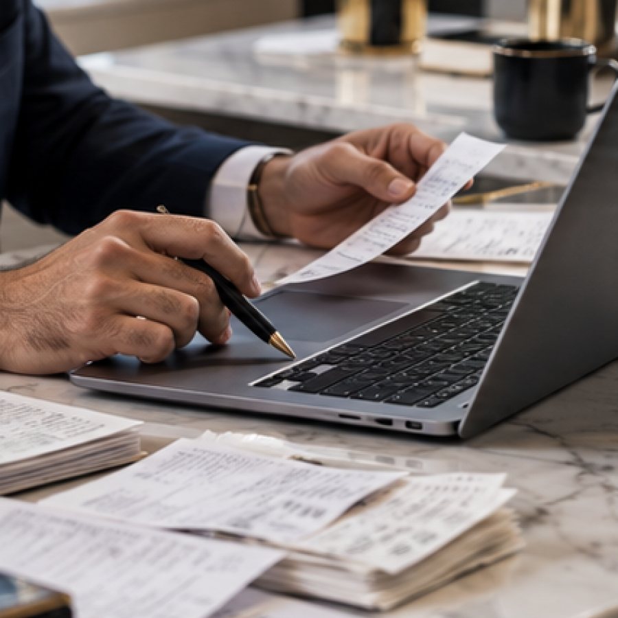 Bank statement and transactions being reconciled against the ledger